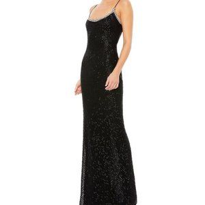 MAC DUGGAL BEADED SPAGHETTI STRAP COLUMN GOWN Size 10